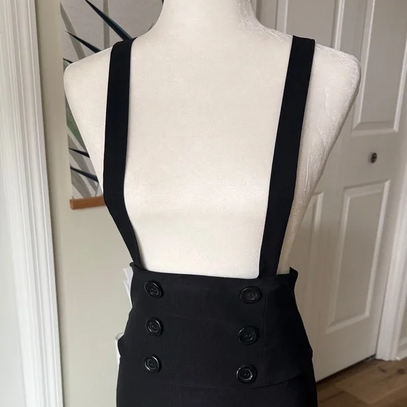Wet Seal Black Pencil Skirt with Suspenders - Picture 3 of 8